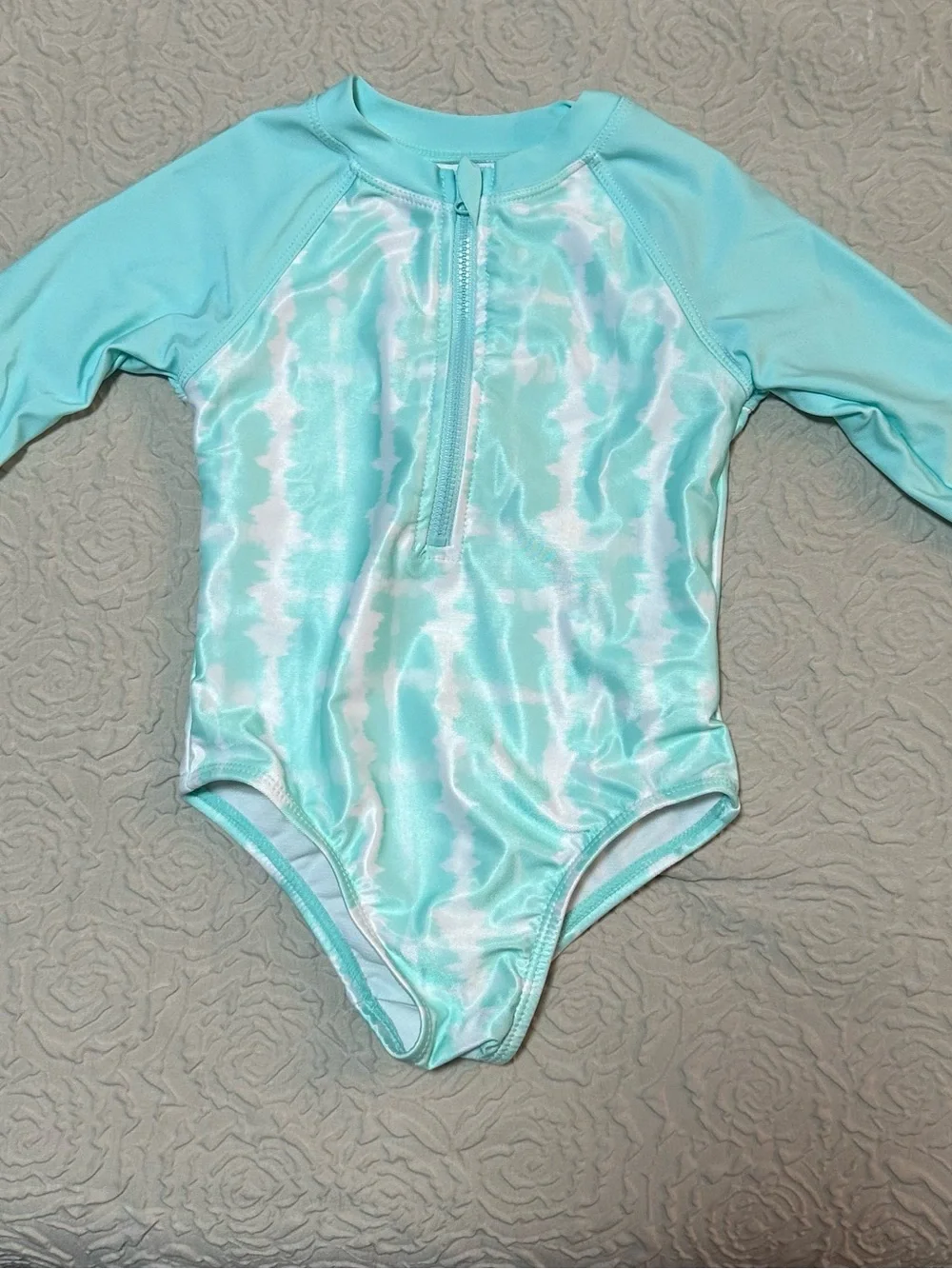 wonder nation Aqua Tie-Dye Long-Sleeve One-Piece Swimsuit